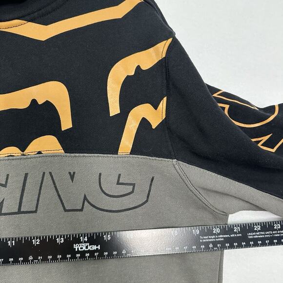 Vtg Y2K Fox Racing Hoodie Mens Medium Two Tone AOP Sleeve Hit Grunge Motocross - Picture 9 of 11